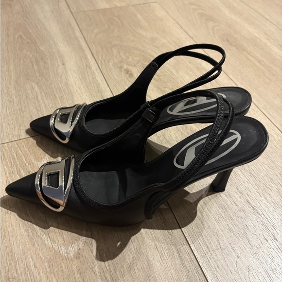 Diesel Black Heels with Silver Accent - Picture 2 of 5
